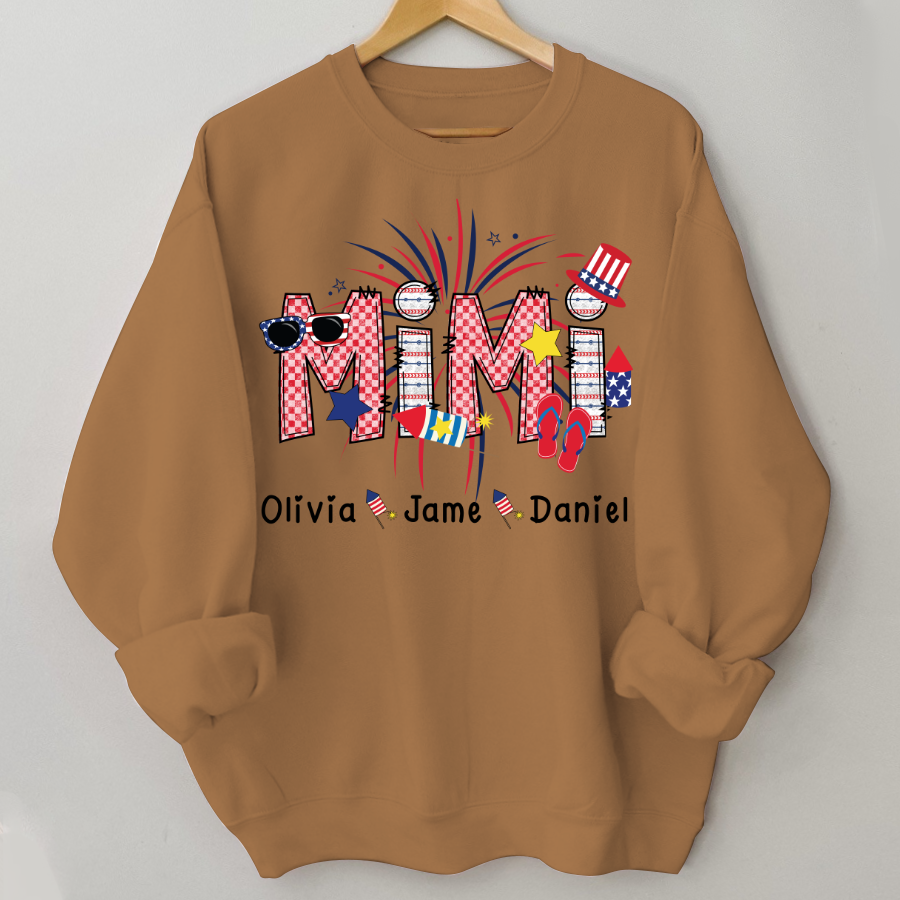 Mimi Patriotic 4th of July Custom Mimi And Grandkids Shirt