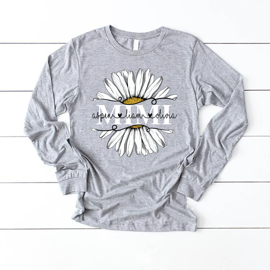 Mimi And Grandkids Flower Daisy Longsleeve