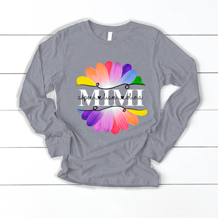 Mimi And Grandkids Flower Rainbow Longsleeve