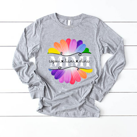 Mimi And Grandkids Flower Rainbow Longsleeve