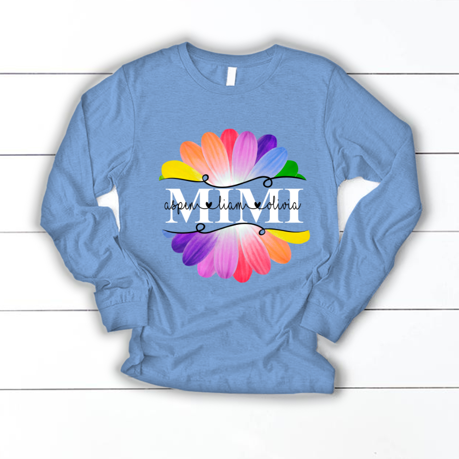 Mimi And Grandkids Flower Rainbow Longsleeve