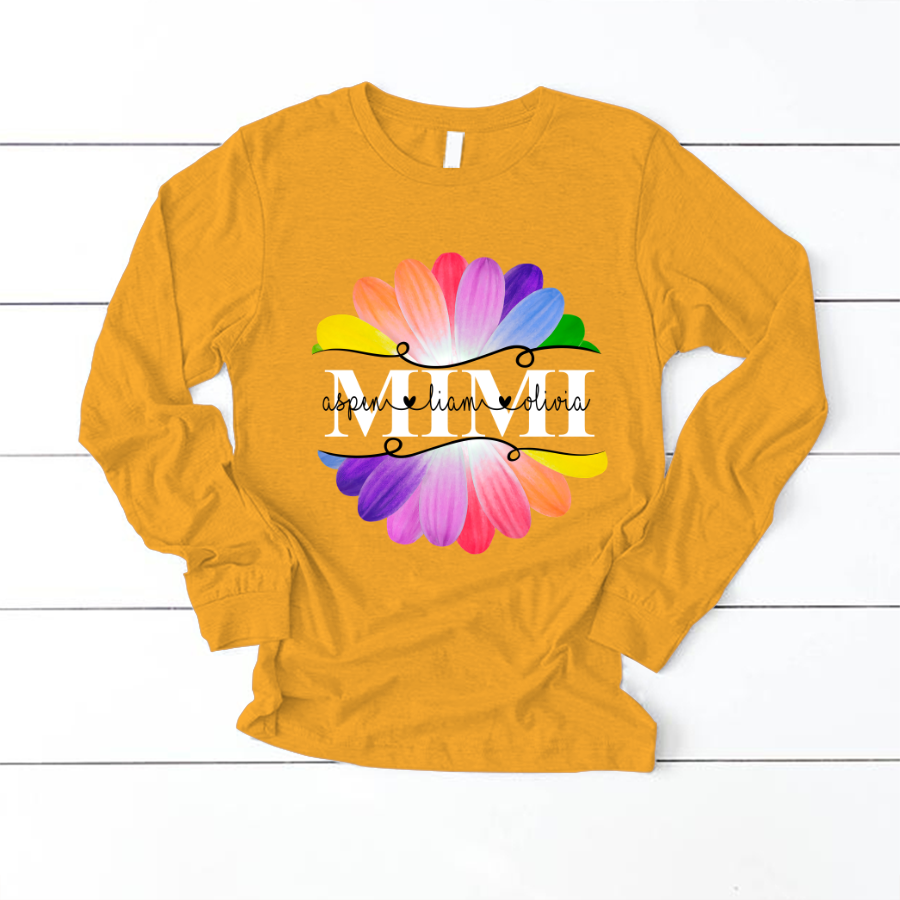 Mimi And Grandkids Flower Rainbow Longsleeve