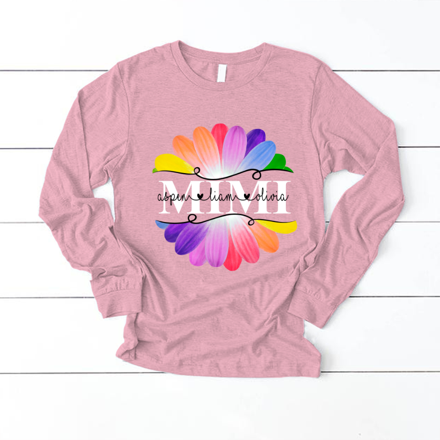Mimi And Grandkids Flower Rainbow Longsleeve