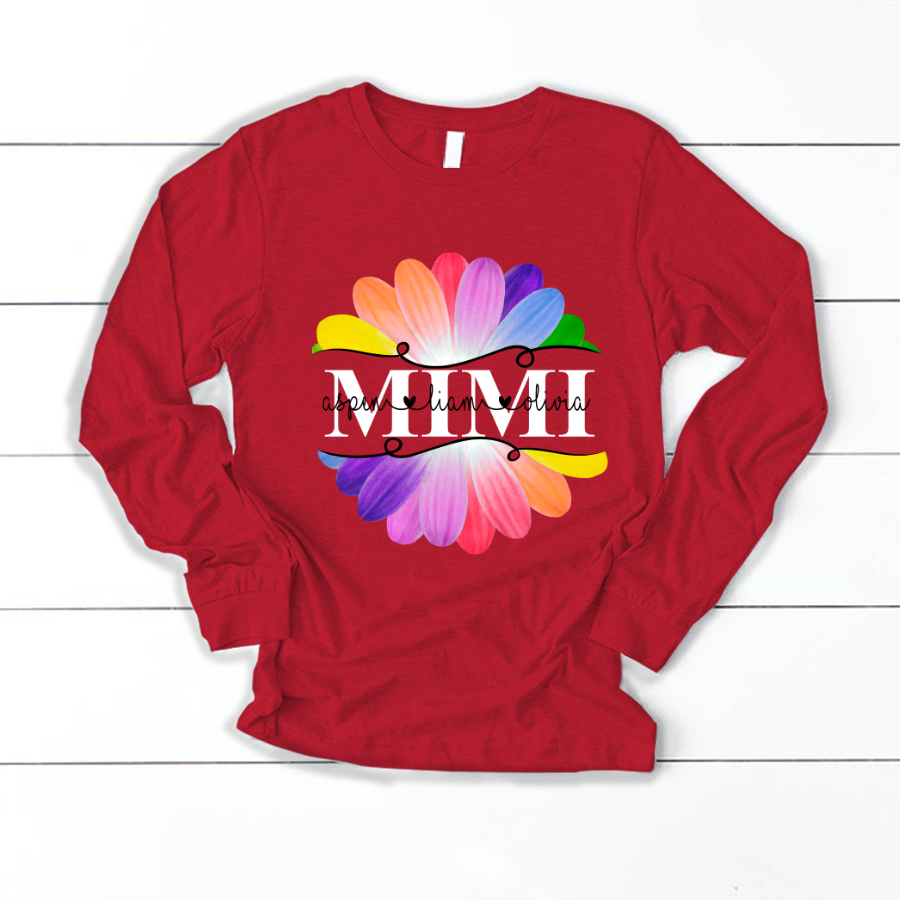 Mimi And Grandkids Flower Rainbow Longsleeve