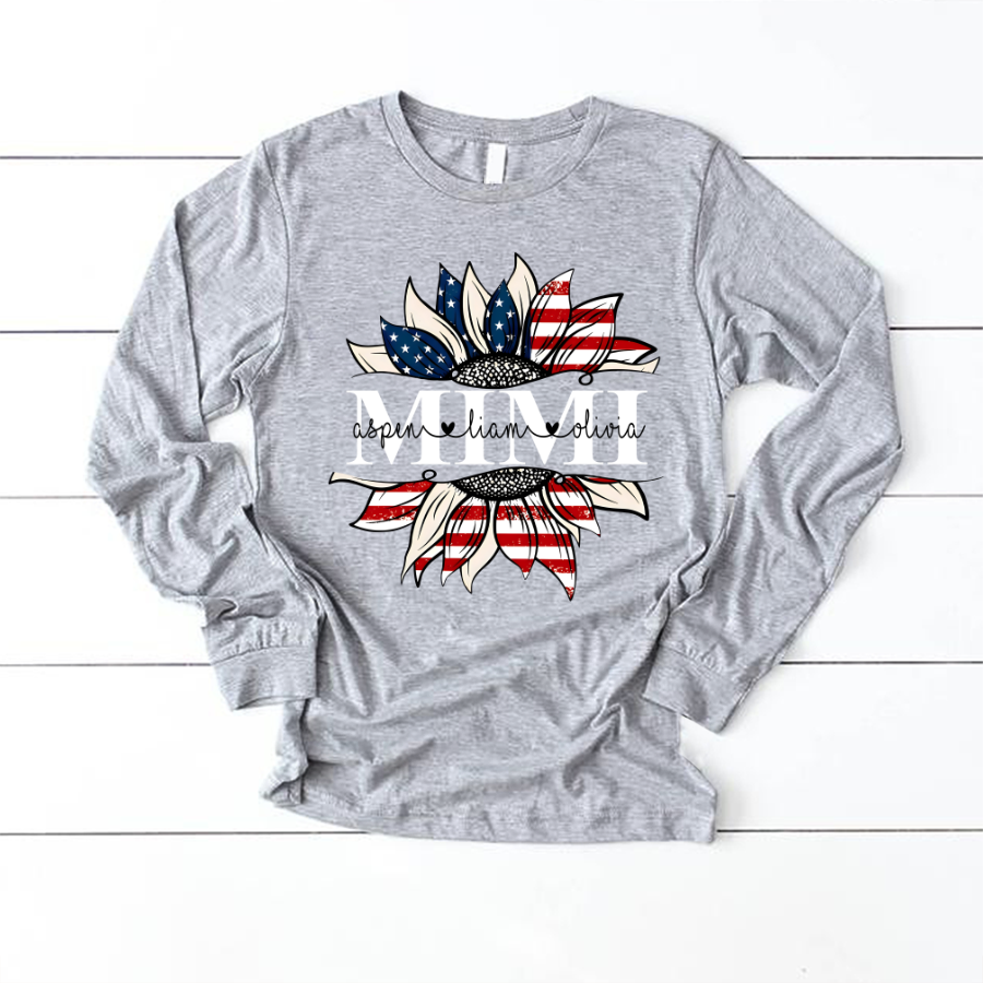Mimi And Grandkids Sunflower Independence Longsleeve