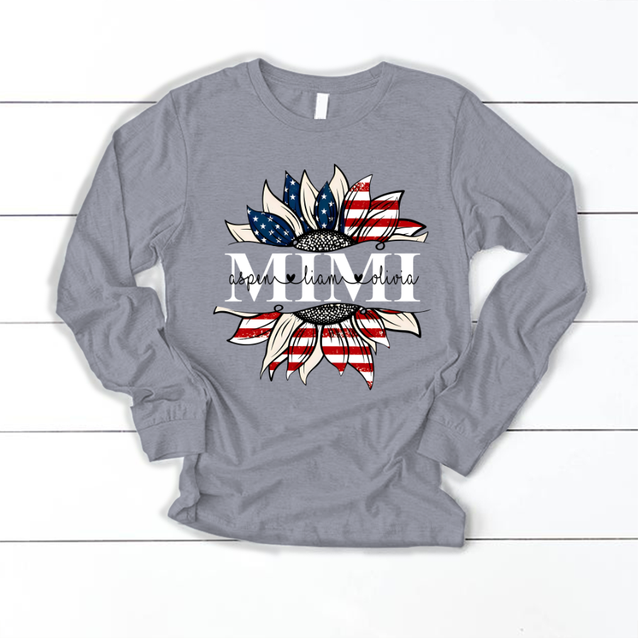 Mimi And Grandkids Sunflower Independence Longsleeve