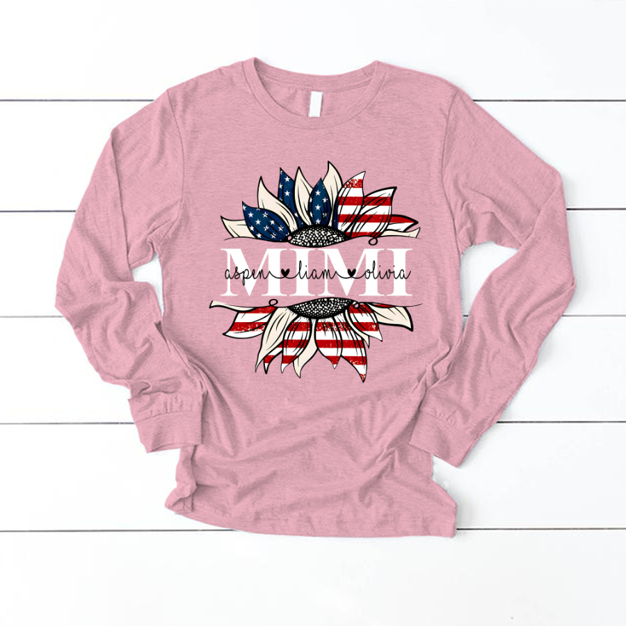 Mimi And Grandkids Sunflower Independence Longsleeve