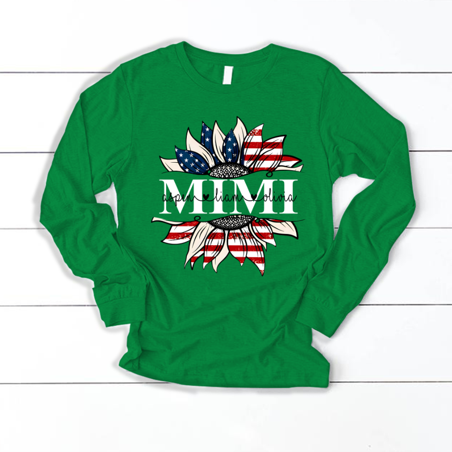 Mimi And Grandkids Sunflower Independence Longsleeve