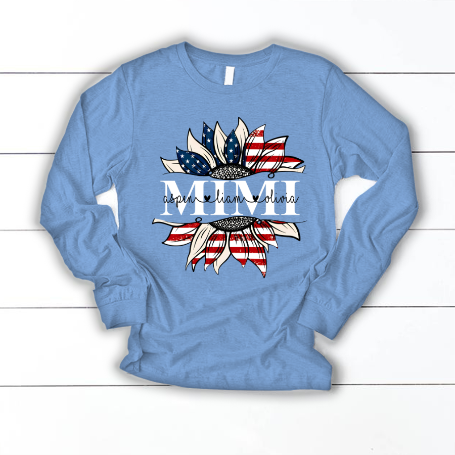 Mimi And Grandkids Sunflower Independence Longsleeve