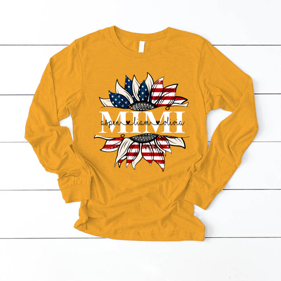 Mimi And Grandkids Sunflower Independence Longsleeve