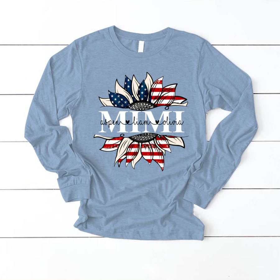 Mimi And Grandkids Sunflower Independence Longsleeve