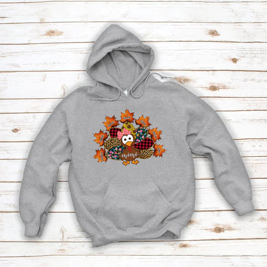 Mimi And Grandkids Thanksgiving Turkey Hoodie