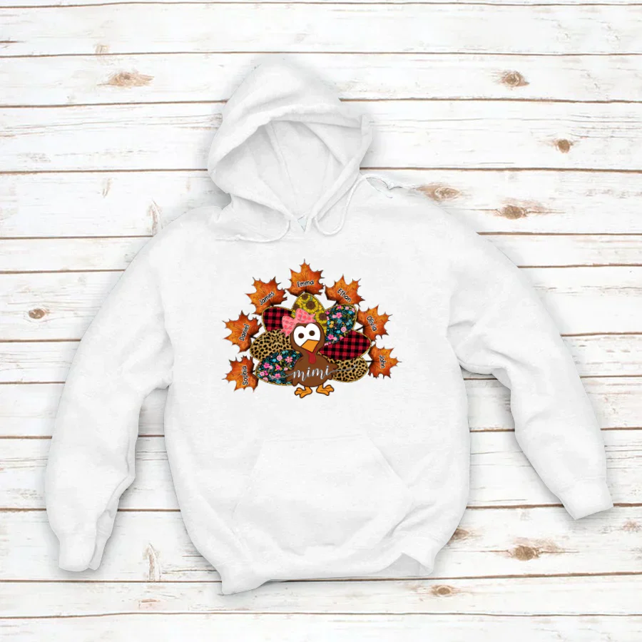 Mimi And Grandkids Thanksgiving Turkey Hoodie