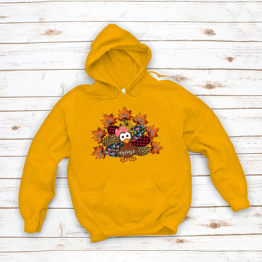 Mimi And Grandkids Thanksgiving Turkey Hoodie