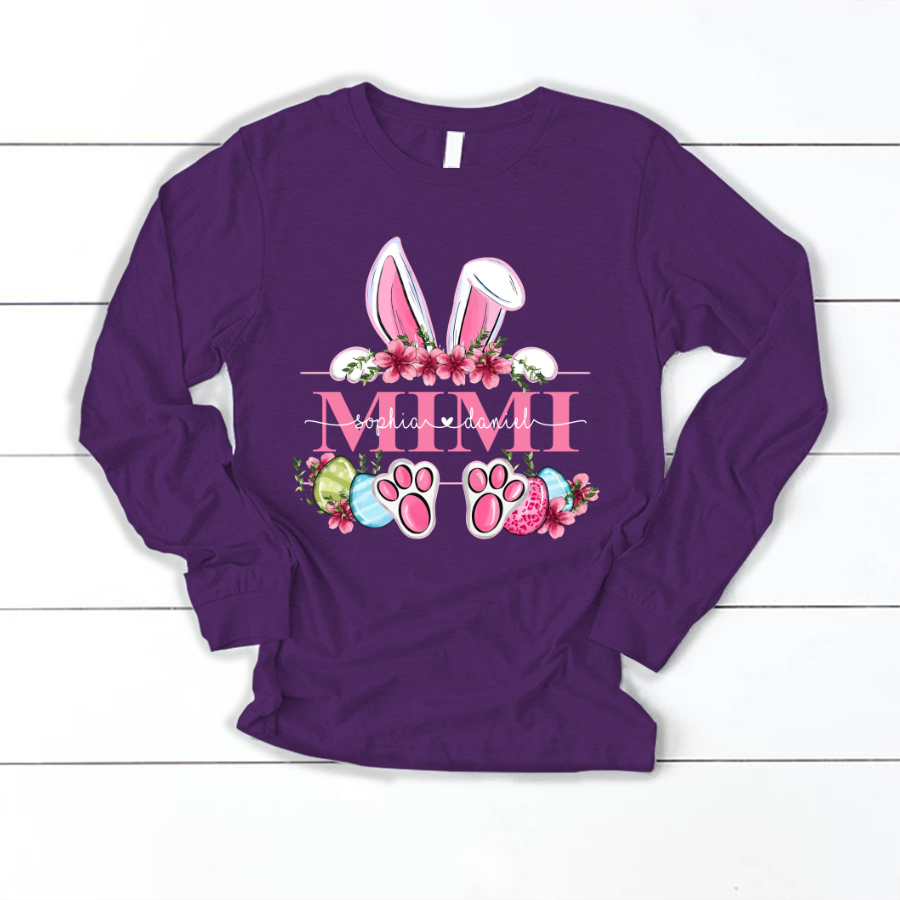 Mimi Bunny And Kids, Gift For Grandma, Grammy, Mama, Nana, Mimi, Mother Day CTH01 Longsleeve