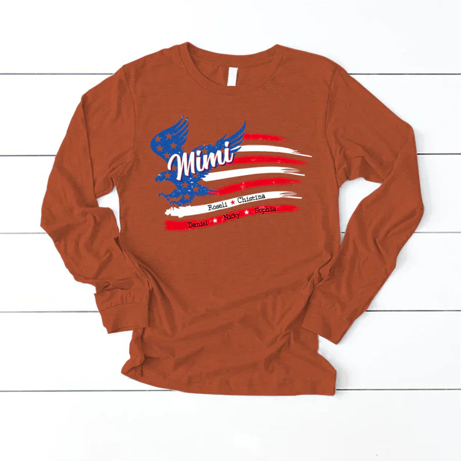Mimi With Grandkids Names 4th Of July CTL94 Longsleeve