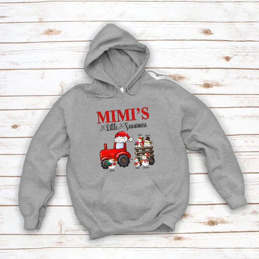 Mimi's Little Snowmen Trator Christmas Hoodie