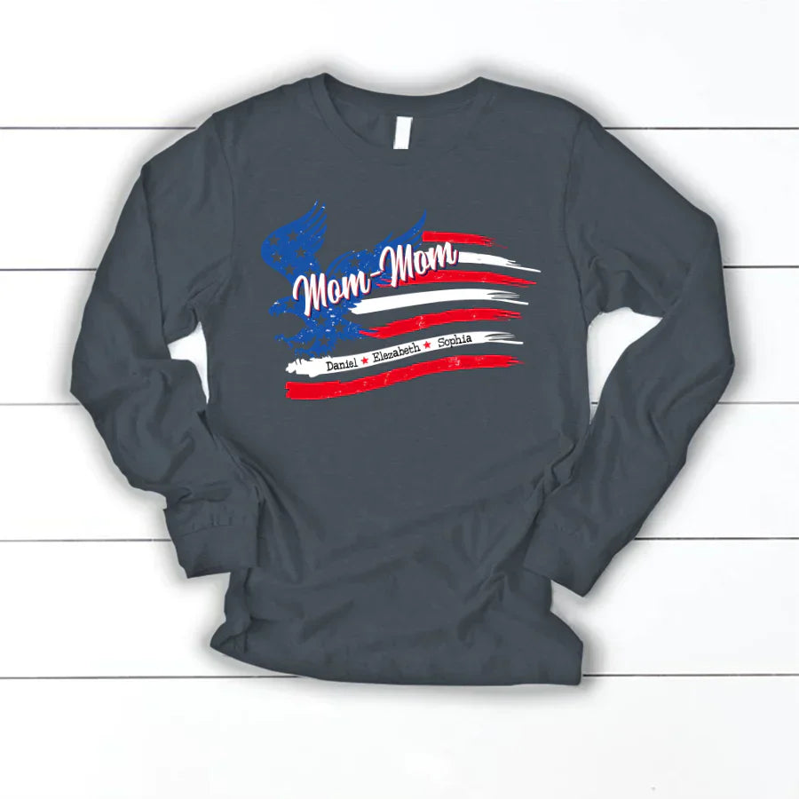 MomMom With Grandkids Names 4th Of July CTL94 Longsleeve