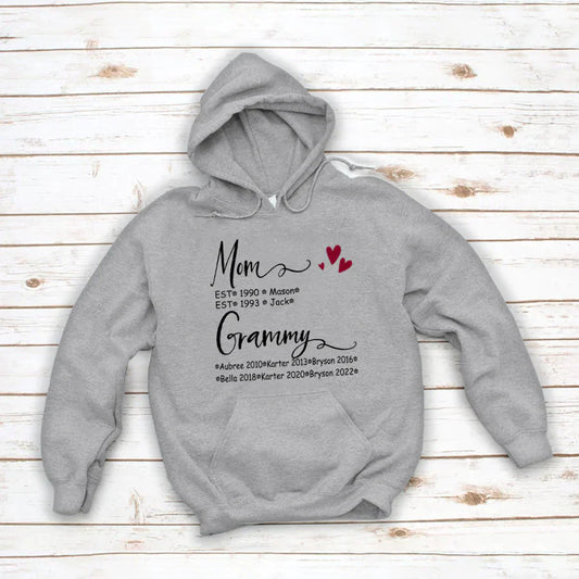 Mom And Grammy Kids Est VT22120093 Hoodie