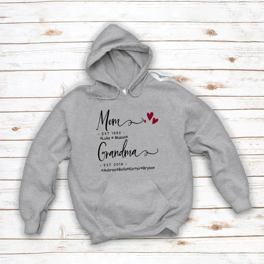 Mom Grandma Family Est Kids VT22120071 Hoodie