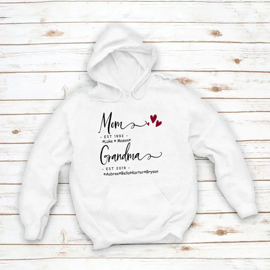 Mom Grandma Family Est Kids VT22120071 Hoodie