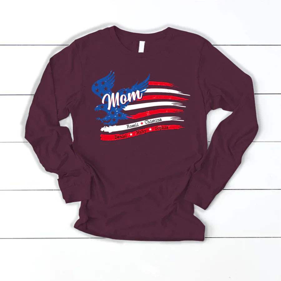 Mom With Grandkids Names 4th Of July CTL94 Longsleeve