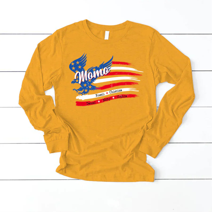 Momo With Grandkids Names 4th Of July CTL94 Longsleeve