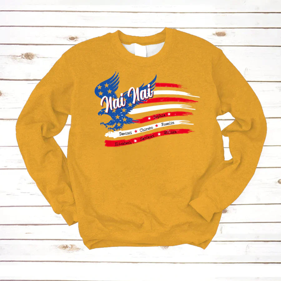 NaiNai With Grandkids Names 4th Of July CTL94 Sweatshirt