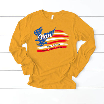 Nan With Grandkids Names 4th Of July CTL94 Longsleeve