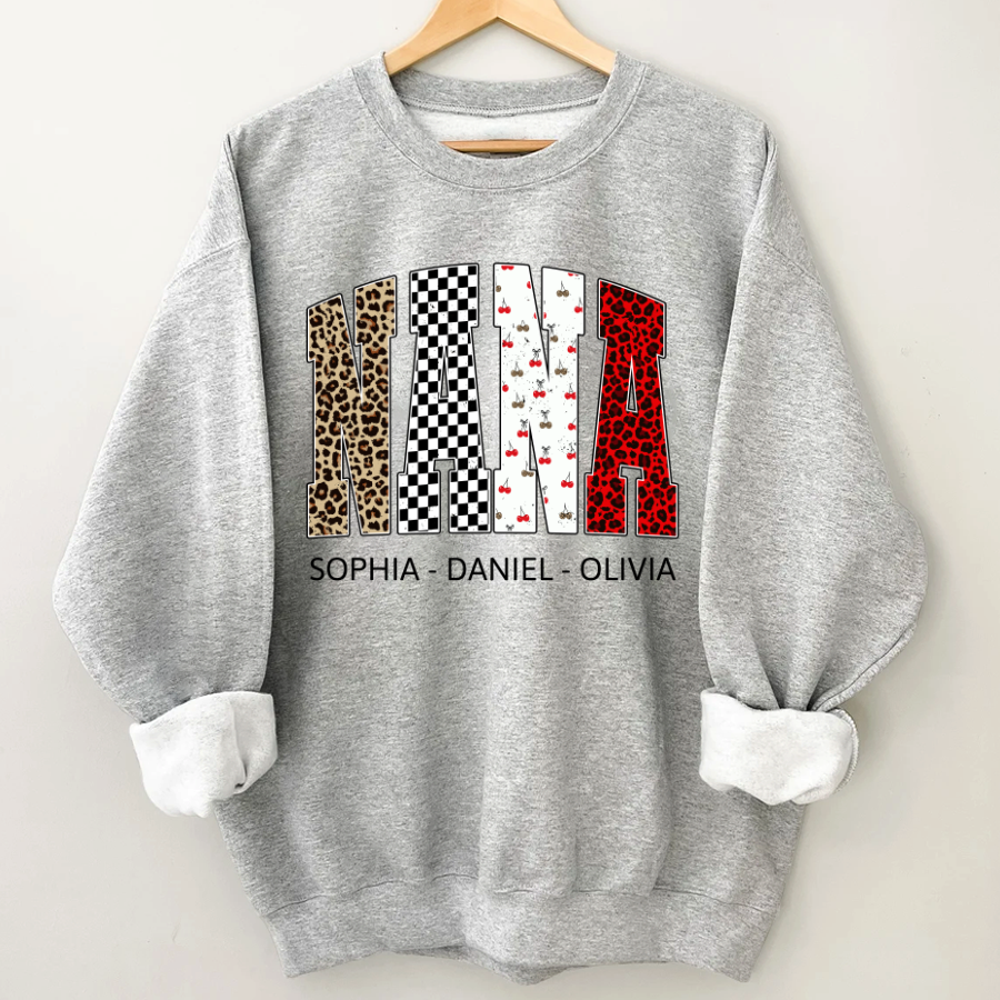 Nana Leopard Trendy Nana And Grandkids Personalized