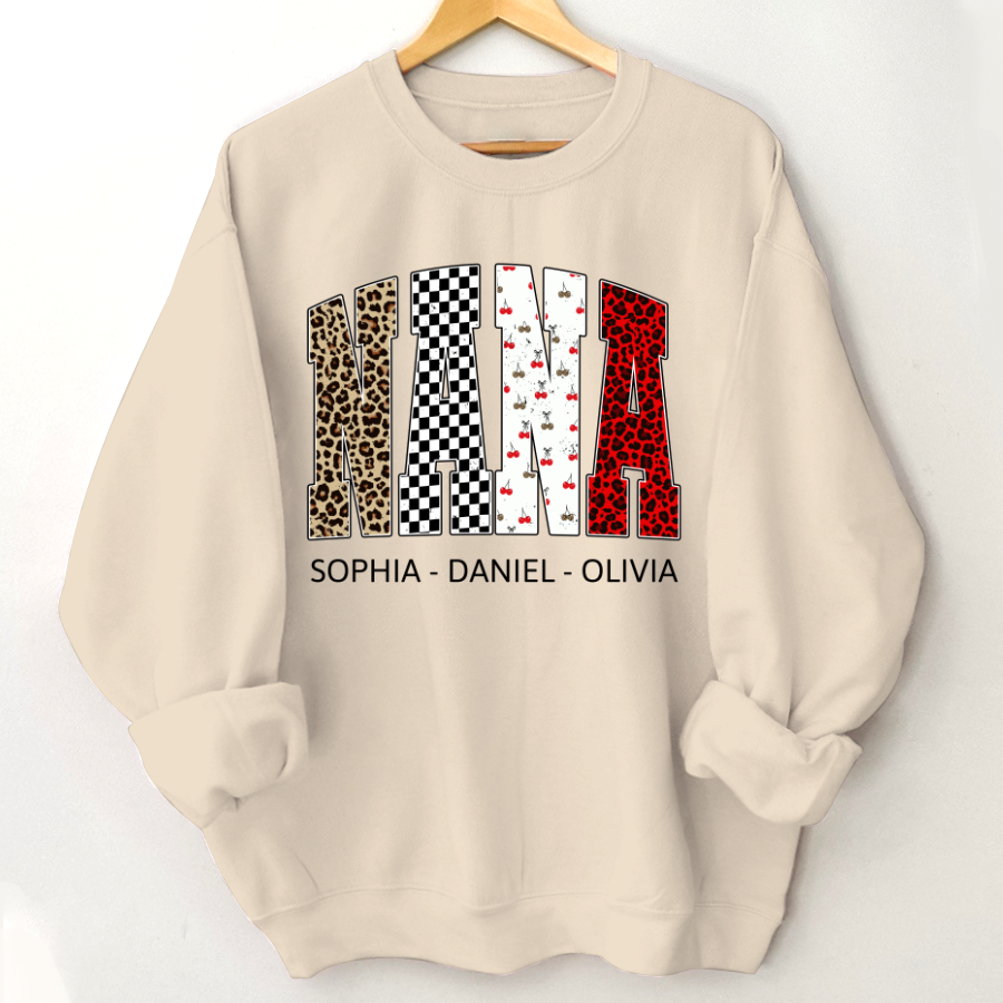 Nana Leopard Trendy Nana And Grandkids Personalized