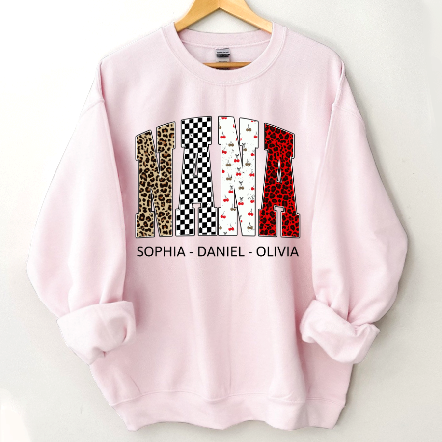 Nana Leopard Trendy Nana And Grandkids Personalized