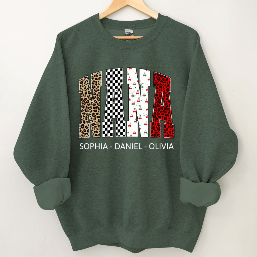 Nana Leopard Trendy Nana And Grandkids Personalized