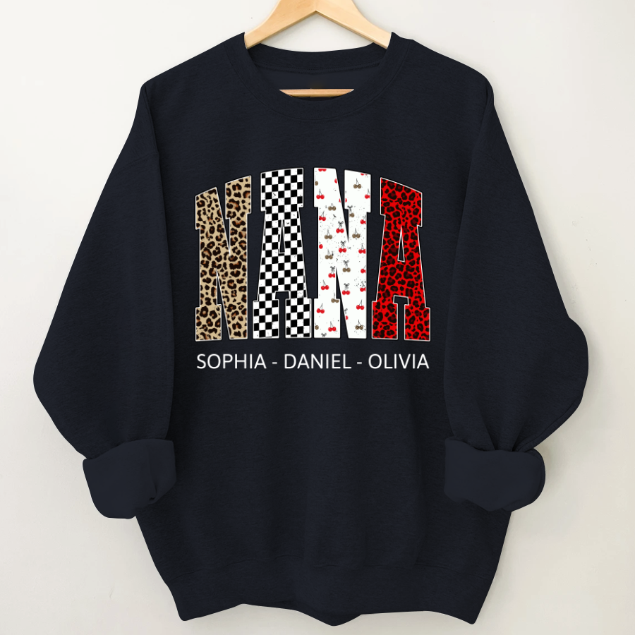 Nana Leopard Trendy Nana And Grandkids Personalized