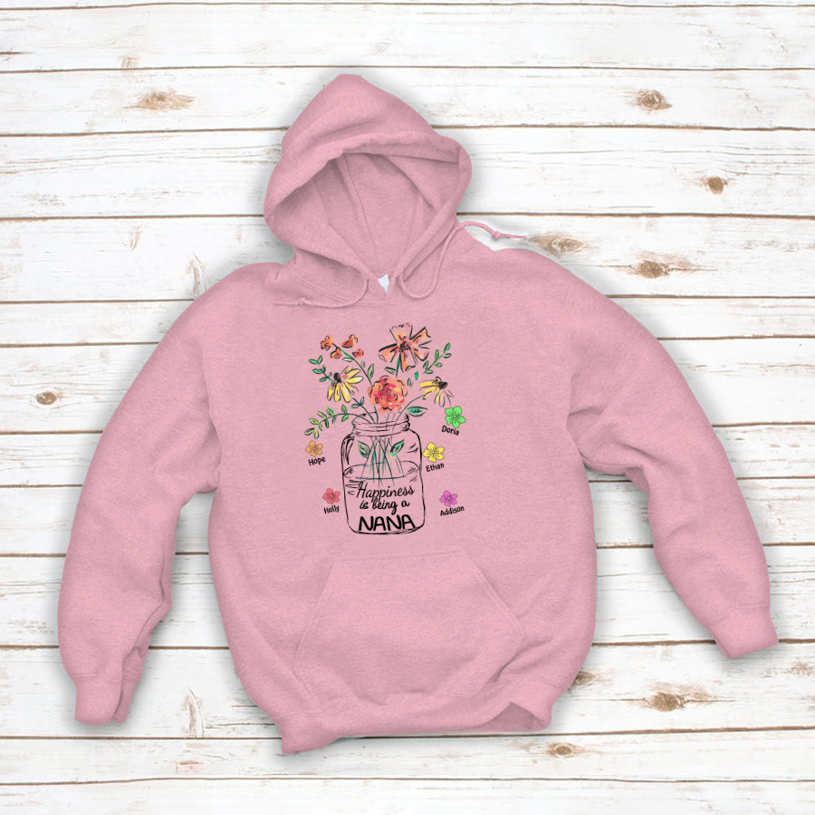 Nana And Grandkids Flowers, Gift For Mother's Day Hoodie
