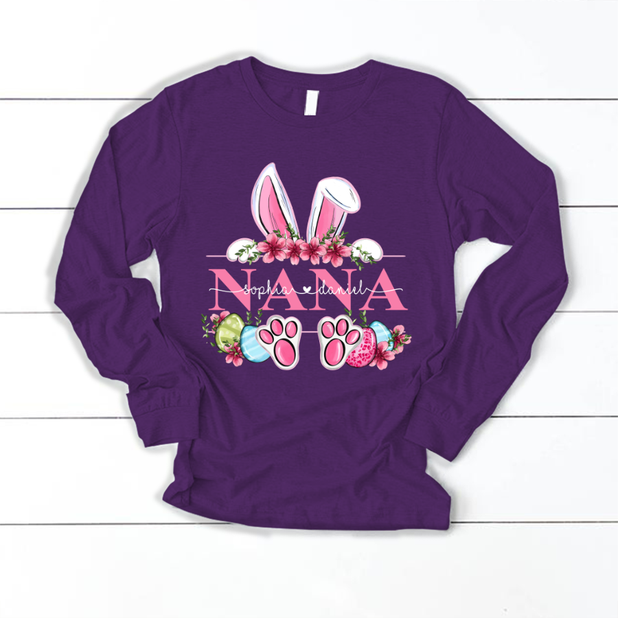 Nana Bunny And Kids, Gift For Grandma, Grammy, Mama, Nana, Mimi, Mother Day CTH01 Longsleeve