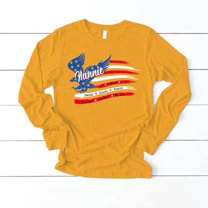 Nannie With Grandkids Names 4th Of July CTL94 Longsleeve