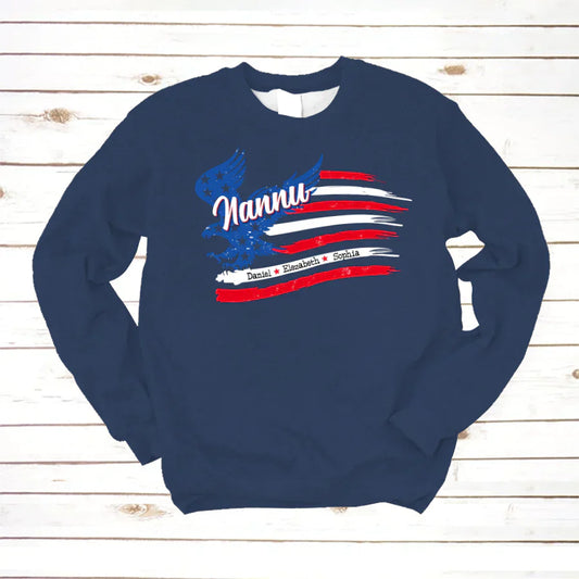 Nannu With Grandkids Names 4th Of July CTL94 Sweatshirt