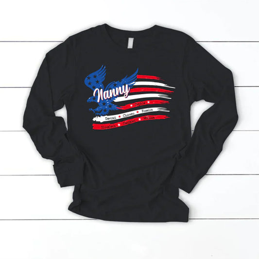 Nanny With Grandkids Names 4th Of July CTL94 Longsleeve