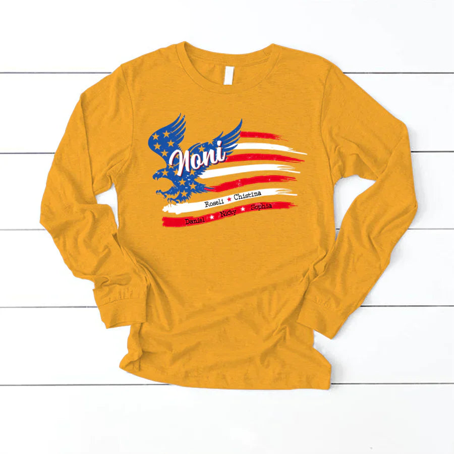 Noni With Grandkids Names 4th Of July CTL94 Longsleeve