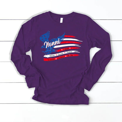 Nonni With Grandkids Names 4th Of July CTL94 Longsleeve