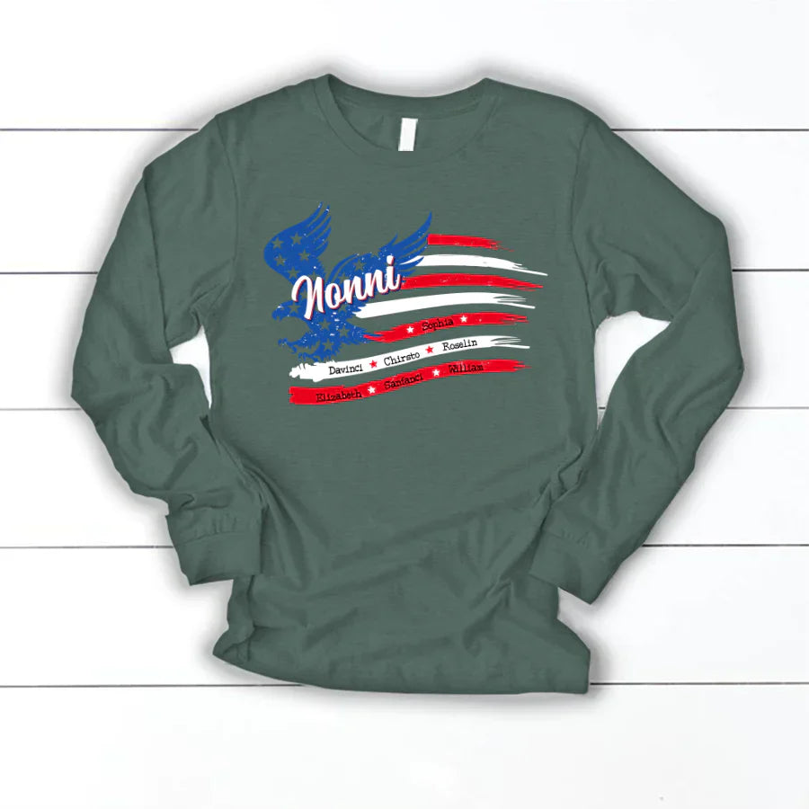 Nonni With Grandkids Names 4th Of July CTL94 Longsleeve
