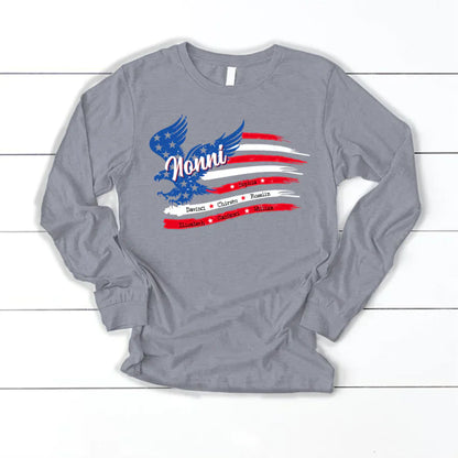 Nonni With Grandkids Names 4th Of July CTL94 Longsleeve