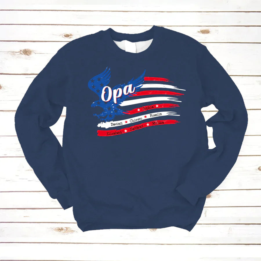 Opa With Grandkids Names 4th Of July CTL94 Sweatshirt