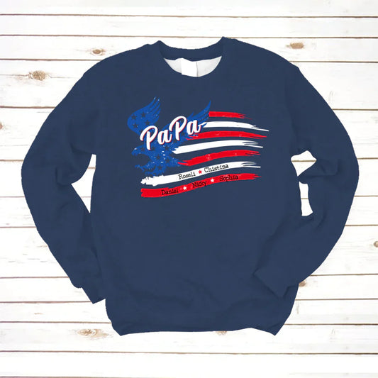 PaPa With Grandkids Names 4th Of July CTL94 Sweatshirt