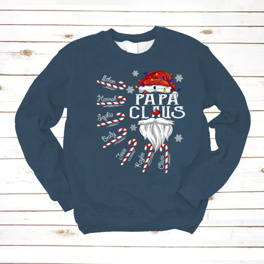 Papa Claus Candy Cane Christmas Personalized Shirt For Papa Sweatshirt