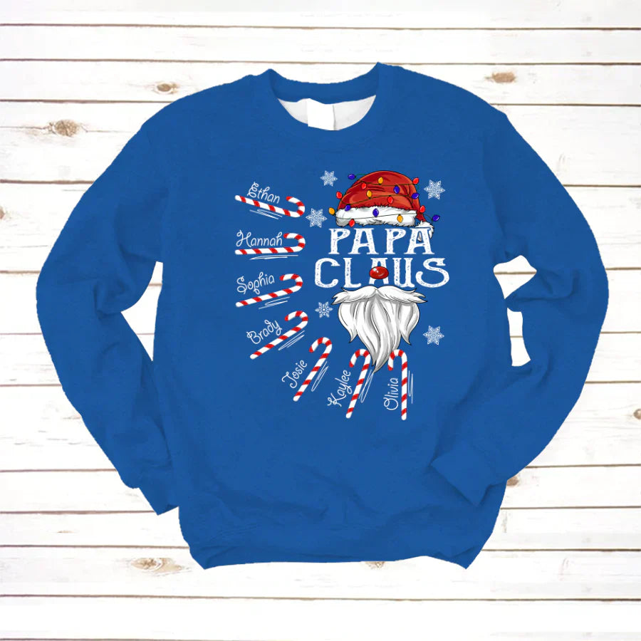 Papa Claus Candy Cane Christmas Personalized Shirt For Papa Sweatshirt