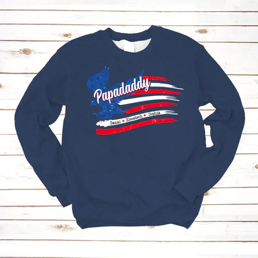 Papadaddy With Grandkids Names 4th Of July CTL94 Sweatshirt
