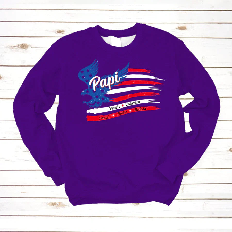 Papi With Grandkids Names 4th Of July CTL94 Sweatshirt