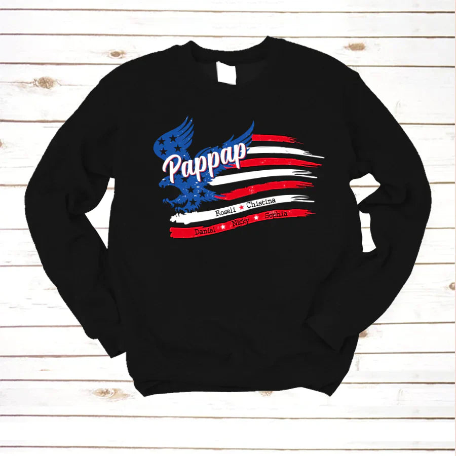 Pappap With Grandkids Names 4th Of July CTL94 Sweatshirt